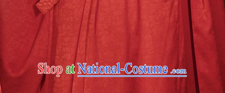 Chinese Song Dynasty Wedding Historical Costumes Traditional Ancient Official Hanfu Apparels Red Robe for Men