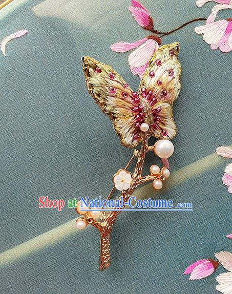 China Classical Cheongsam Breastpin Accessories Traditional Embroidered Butterfly Brooch