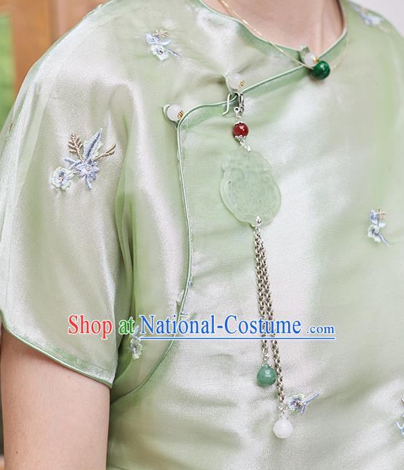 China Classical Cheongsam Jade Pendant Accessories Traditional Brooch