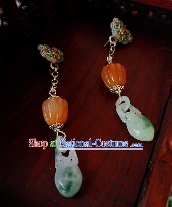 China Handmade Jade Earrings Traditional Hanfu Blueing Ear Accessories