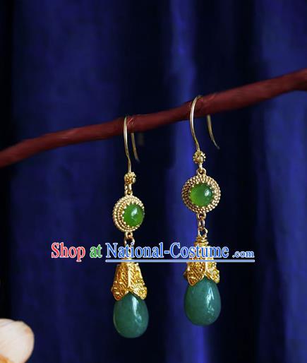 China Aventurine Ear Accessories Women Jewelry Handmade Traditional Hanfu Earrings