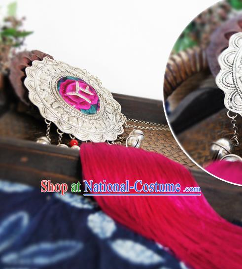 China Ethnic Women Rosy Tassel Necklet Accessories Handmade National Embroidered Necklace