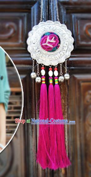 China Ethnic Women Rosy Tassel Necklet Accessories Handmade National Embroidered Necklace