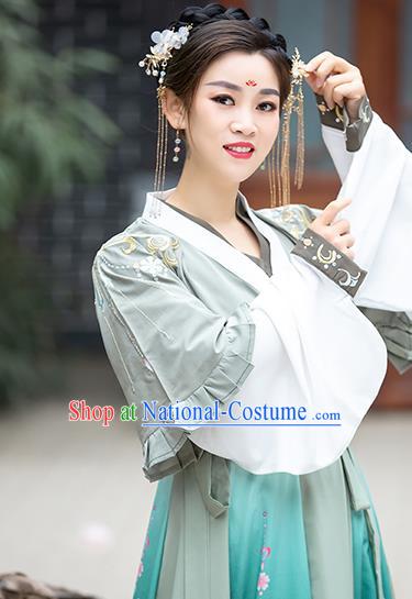 China Ancient Court Lady Hanfu Dress Apparels Traditional Jin Dynasty Royal Princess Costumes Complete Set