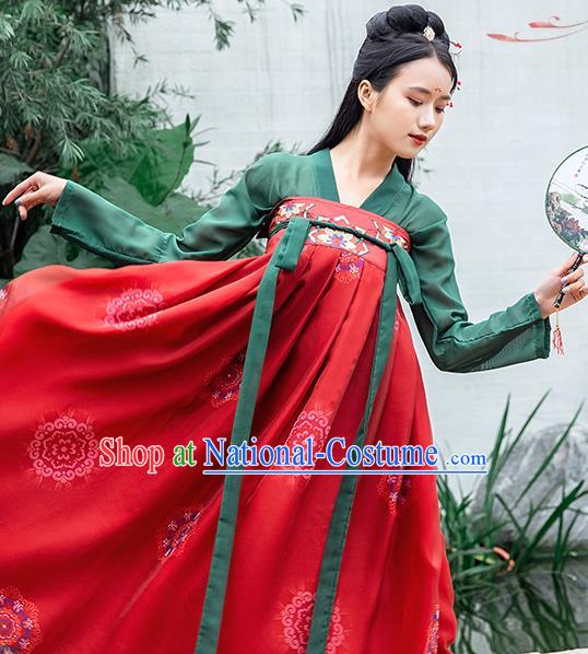 China Ancient Court Maid Clothing Tang Dynasty Country Women Hanfu Dress Traditional Apparels