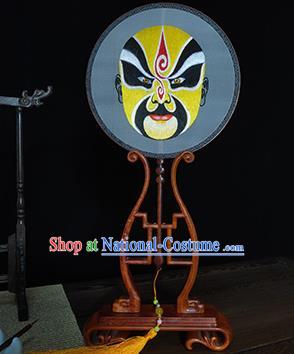 China Handmade Beijing Opera Round Fan Silk Fan Suzhou Embroidery Facial Makeup Fans