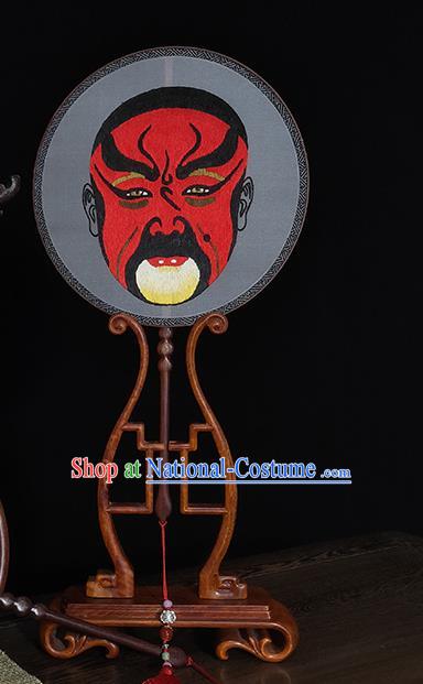 China Handmade Round Fan Suzhou Embroidery Red Facial Makeup Fans Silk Fan