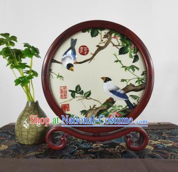 Traditional China Rosewood Desk Decoration Handmade Exquisite Embroidered Table Screen Suzhou Embroidery Craft