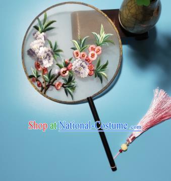 Traditional Hanfu Show Palace Fan China Embroidered Silk Fan Handmade Suzhou Embroidery Begonia Round Fan