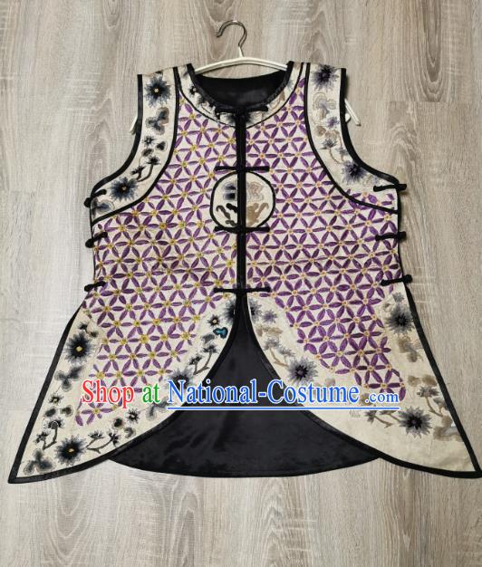 Top Grade Embroidered Waistcoat China Traditional Upper Outer Garment Tang Suit Purple Vest