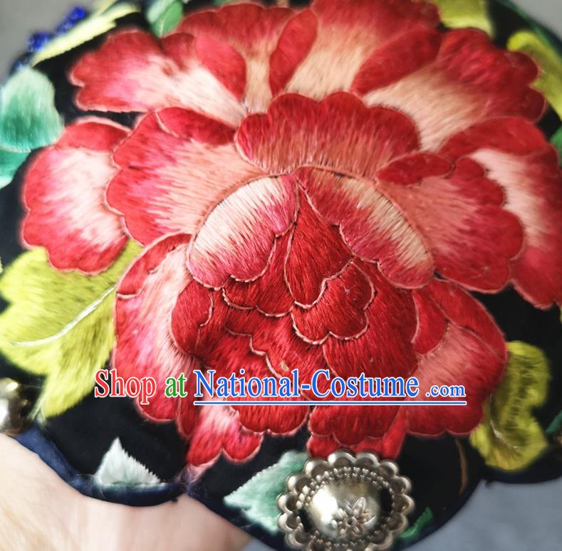 Handmade China National Headwear Traditional Cap Accessories Embroidered Peony Hat