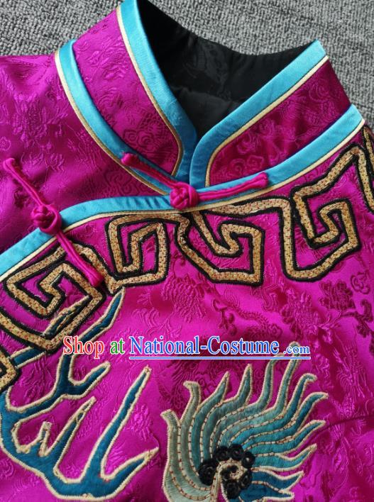 China National Rosy Silk Vest Traditional Tang Suit Upper Outer Garment Women Embroidered Waistcoat