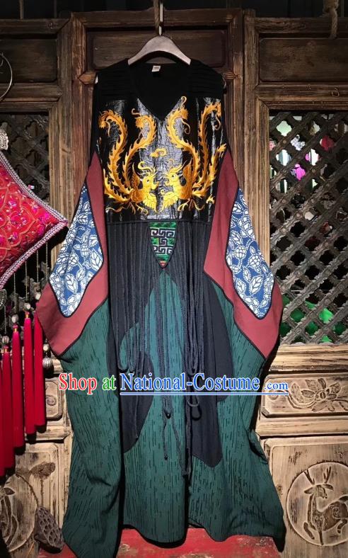 Chinese Traditional National Clothing Embroidered Dress Minority Women Embroidery Phoenix Robe