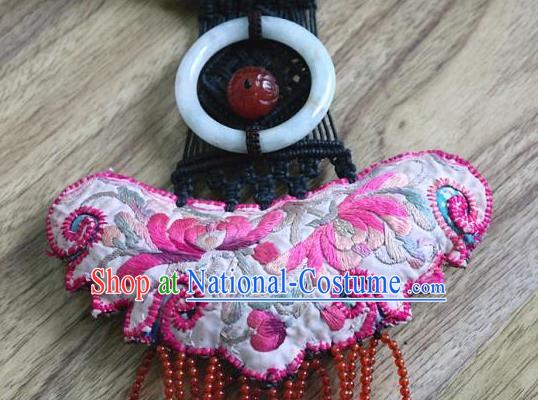 China Traditional National Bells Tassel Necklet Handmade Accessories Ethnic Women Embroidered Necklace Jewelry