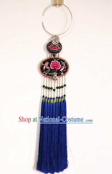 Traditional China Handmade Silver Necklace Ethnic Embroidered Necklet Miao Nationality Rattan Accessories