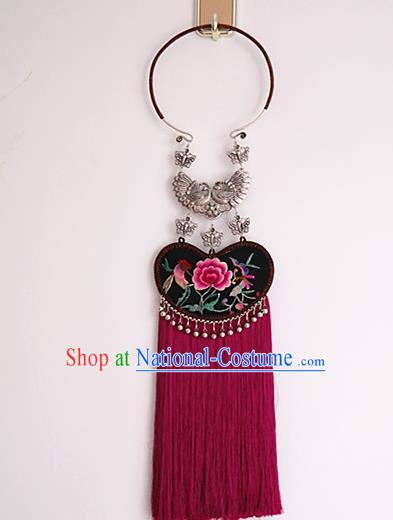 Handmade China National Jewelry Accessories Ethnic Embroidered Necklace