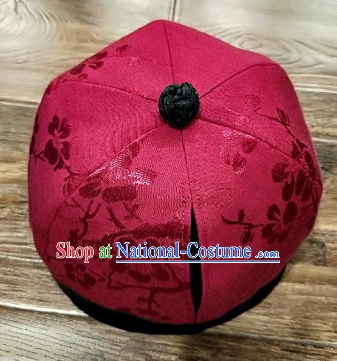 China National Hair Accessories Skullcap Women Classical Butterfly Pattern Rosy Silk Cap