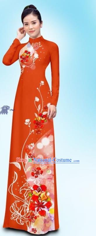 Jacinth Traditional Vietnamese Uniforms Ao Dai Cheongsam and Pants Asian Vietnam Qipao Dress Custom Female Clothing