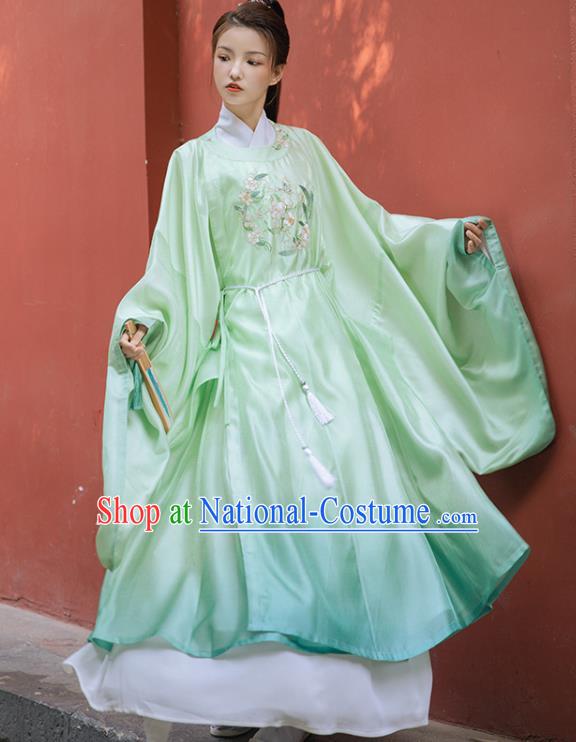 Chinese Ancient Ming Dynasty Scholar Embroidered Robe Traditional Hanfu Apparels Historical Costumes for Men