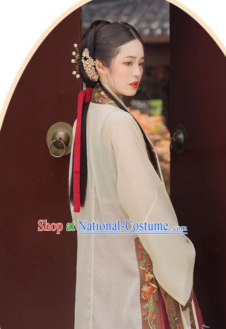 Chinese Ancient Costumes Traditional Hanfu Dress Song Dynasty Noble Mistress Embroidered BeiZi Top and Skirt Full Set