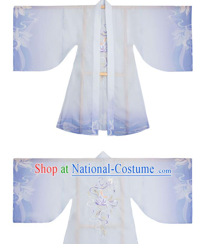 Traditional China Han Dynasty Princess Lilac Cape Blouse and Skirt Ancient Beauty Diao Chan Embroidered Hanfu Dresses