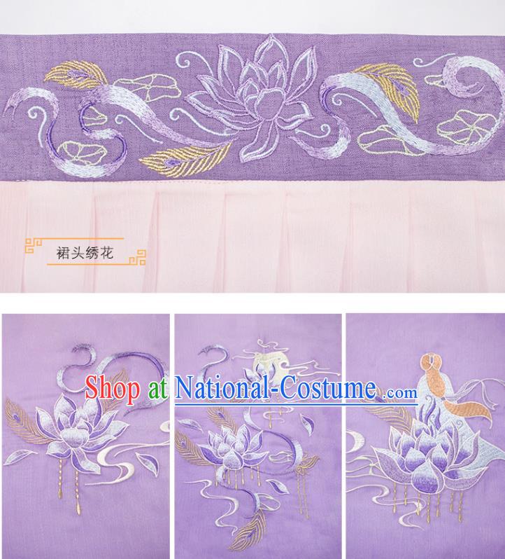 Traditional China Han Dynasty Princess Lilac Cape Blouse and Skirt Ancient Beauty Diao Chan Embroidered Hanfu Dresses