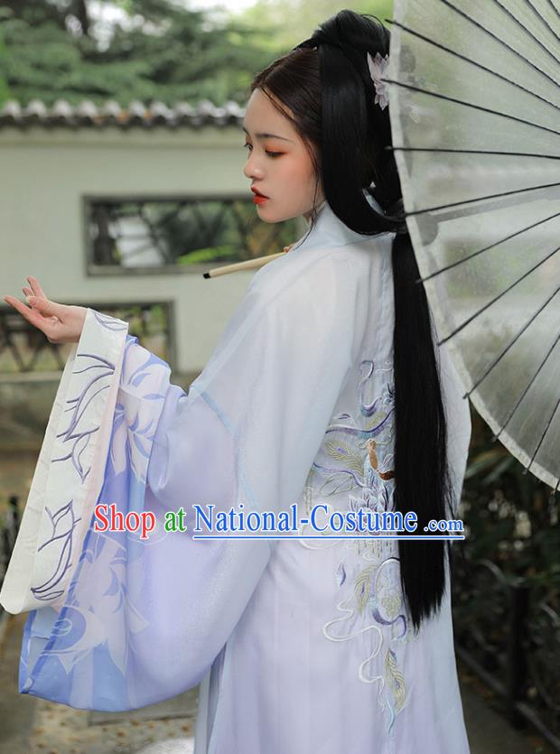 Traditional China Han Dynasty Princess Lilac Cape Blouse and Skirt Ancient Beauty Diao Chan Embroidered Hanfu Dresses