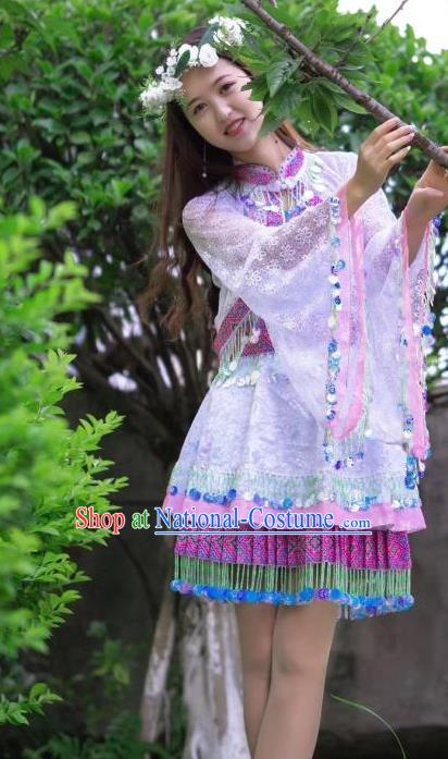 China Yunshan Ethnic Costumes Minority Nationality Photography Clothing Top and Skirt with Hat