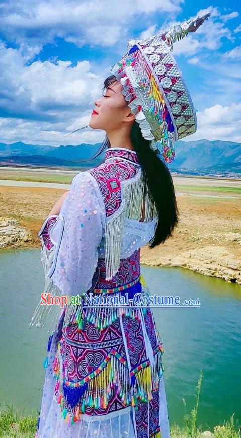 China Miao Ethnic Fashion Top Quality Miao Nationality Clothing Minority Photography Dress with Headpiece