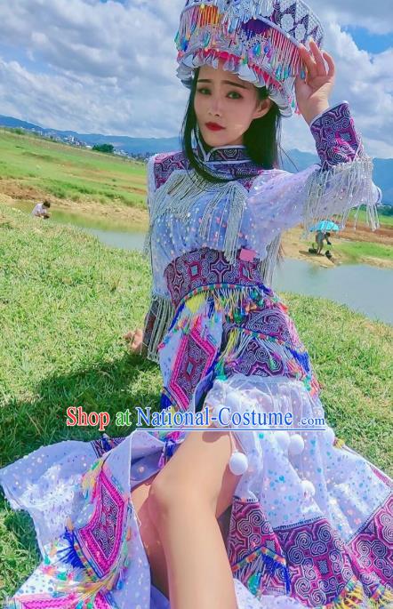 China Miao Ethnic Fashion Top Quality Miao Nationality Clothing Minority Photography Dress with Headpiece