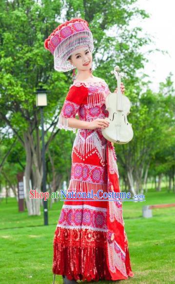 Top Quality China Yao Ethnic Wedding Dress Apparels Guizhou Minority Bride Costumes Festival Celebration Dance Clothing and Headwear