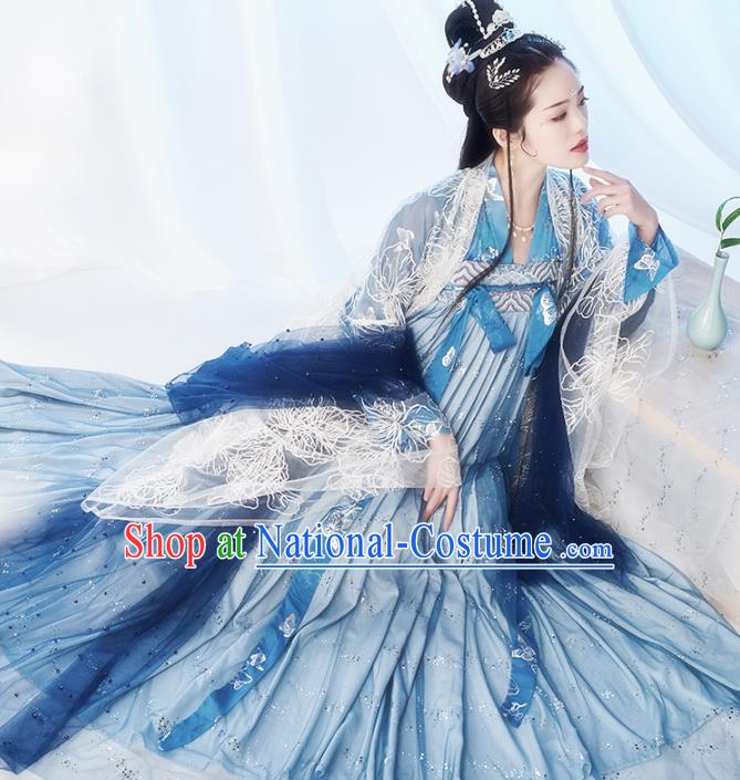 Chinese Drama Ancient Goddess Hanfu Dress Traditional Tang Dynasty Court Women Costumes Cape Blouse and Dress Full Set