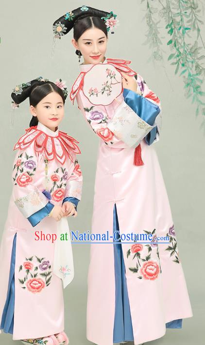 Ancient Chinese Qing Dynasty Court Costumes Manchu Palace Princess Queen Clothing and Headpieces for Women for Girls