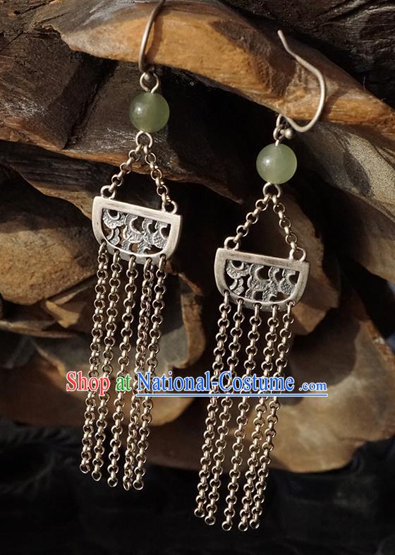 Top Grade Chinese Silver Tassel Earrings Traditional Handmade Ear Jewelry Accessories