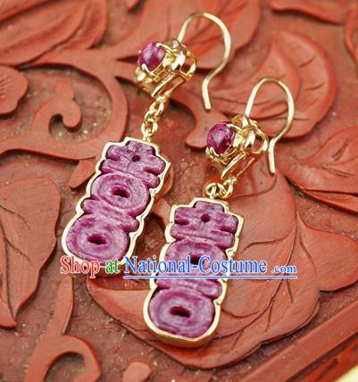 Top Grade Chinese Tourmaline Earrings Traditional Handmade Ear Jewelry Wedding Accessories