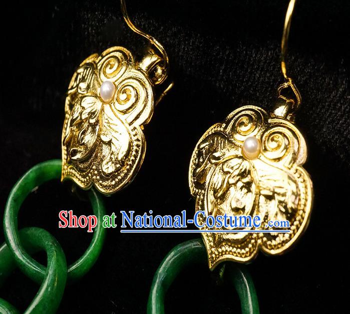 Top Grade Chinese Classical Pearl Earrings Traditional Cheongsam Accessories Handmade Jade Ear Jewelry