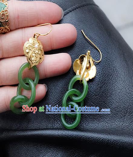 Top Grade Chinese Classical Pearl Earrings Traditional Cheongsam Accessories Handmade Jade Ear Jewelry