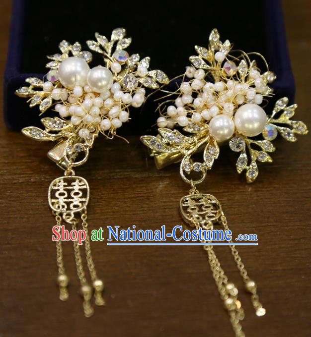 Chinese Wedding Golden Hair Sticks Classical Hair Accessories Traditional Xiuhe Suit Hairpins