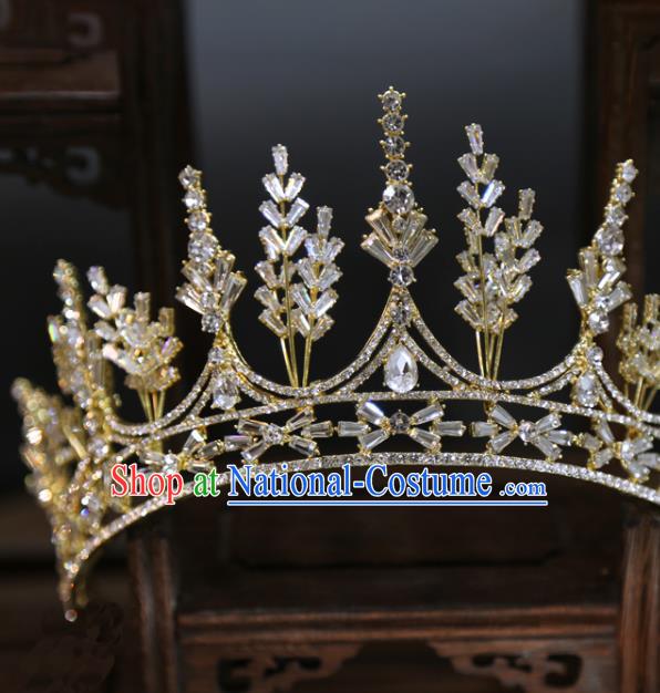 Top Grade Europe Princess Hair Accessories Golden Zircon Royal Crown