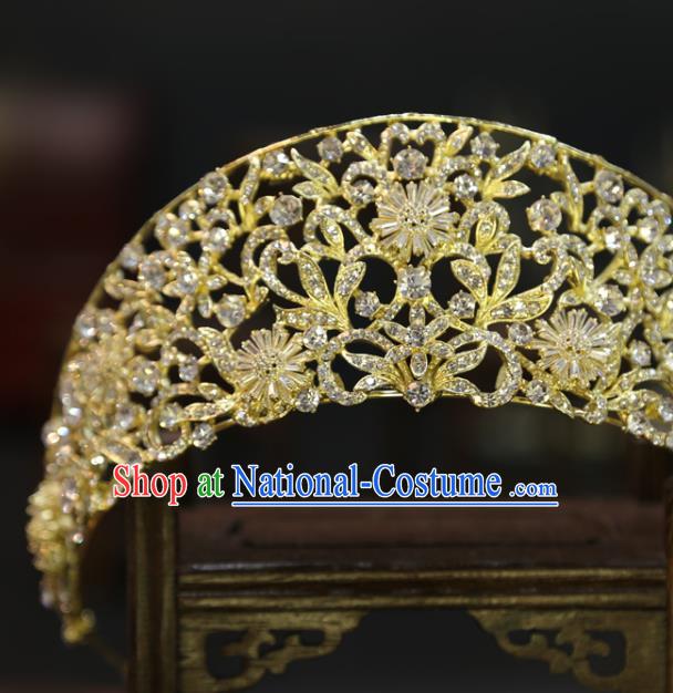 Top Grade Europe Princess Zircon Hair Accessories Wedding Golden Royal Crown