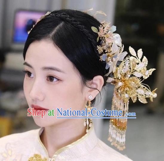 Chinese Xiuhe Suit Hairpins Classical Hair Accessories Traditional Wedding Tassel Hair Sticks Full Set