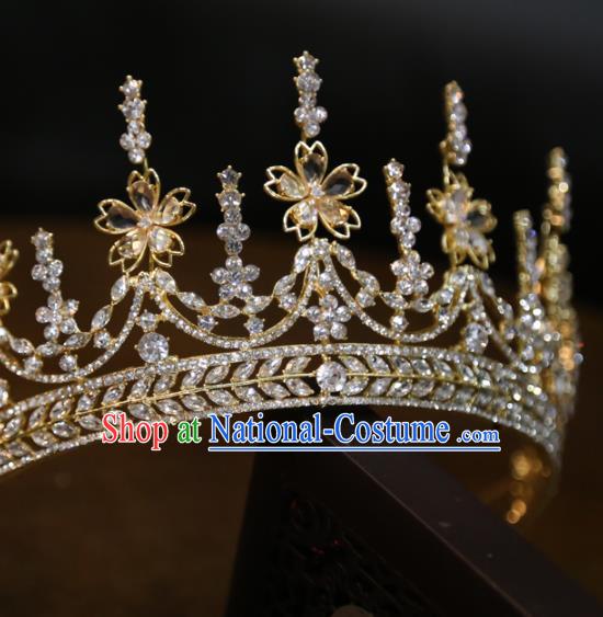 Top Grade Europe Princess Wedding Hair Jewelry Zircon Accessories Handmade Golden Royal Crown