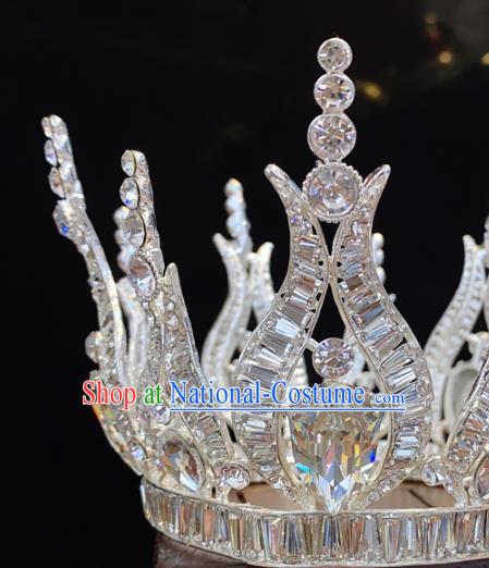 Top Grade Bride Crystal Accessories Europe Princess Wedding Hair Jewelry Handmade Round Argent Royal Crown