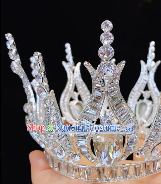 Top Grade Bride Crystal Accessories Europe Princess Wedding Hair Jewelry Handmade Round Argent Royal Crown