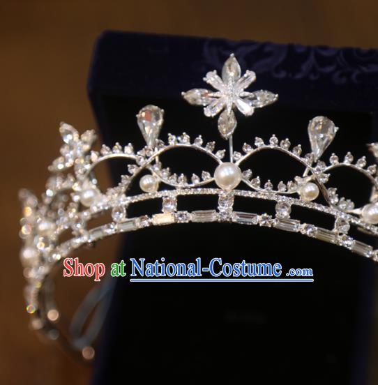 Top Handmade Bride Accessories Wedding Zircon Royal Crown Europe Princess Crystal Hair Jewelry