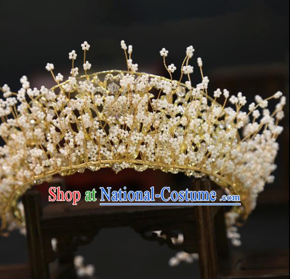 Top Grade Handmade Wedding Beads Royal Crown Europe Princess Hair Accessories Hair Clasp