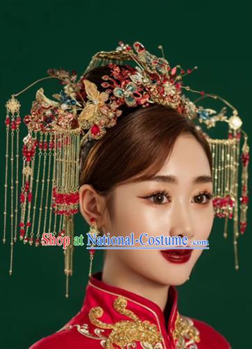 Chinese Traditional Bride Phoenix Coronet Wedding Hair Accessories Xiuhe Suit Hair Crown Full Set