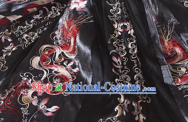 Ancient China Jin Dynasty Imperial Concubine Hanfu Dress Traditional Embroidered Black Clothing Full Set