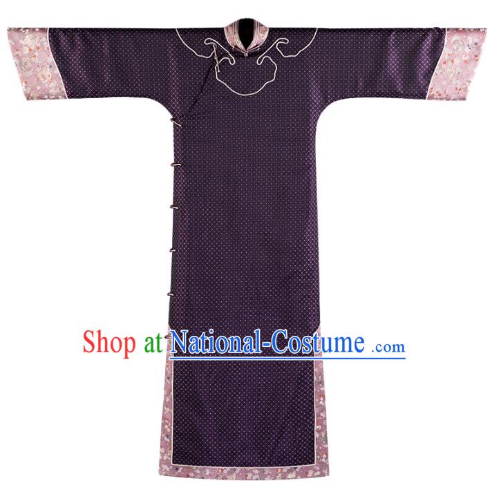 Chinese National Women Cheongsam Traditional Costume Republic of China Classical Purple Silk Qipao Dress