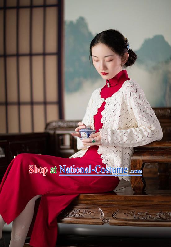 Chinese Traditional Costume National Silk Cheongsam Republic of China Wine Red Qipao Dress